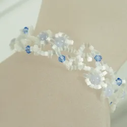 Bracelet M Gold filled 14K - Arabesque Chalcedony-Satin white - Bracelet M Gold filled 14K - Gold filled 14K
